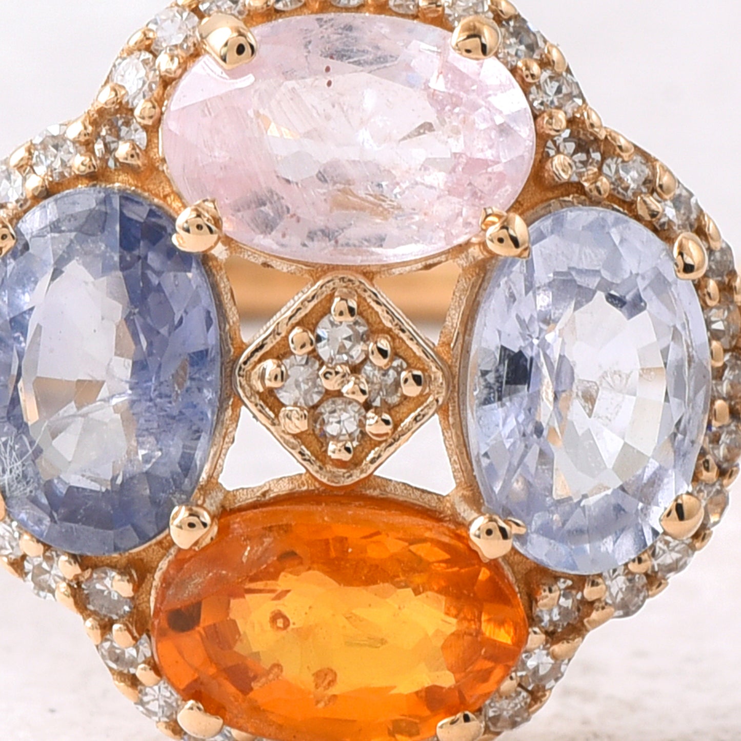 2.49 Ct Oval Mixed Cut Natural Multi-Coloured Sapphire 14K Gold Ring