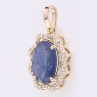 2.43 Ct Oval Mixed Cut Natural Sapphire 14K Gold Pendant