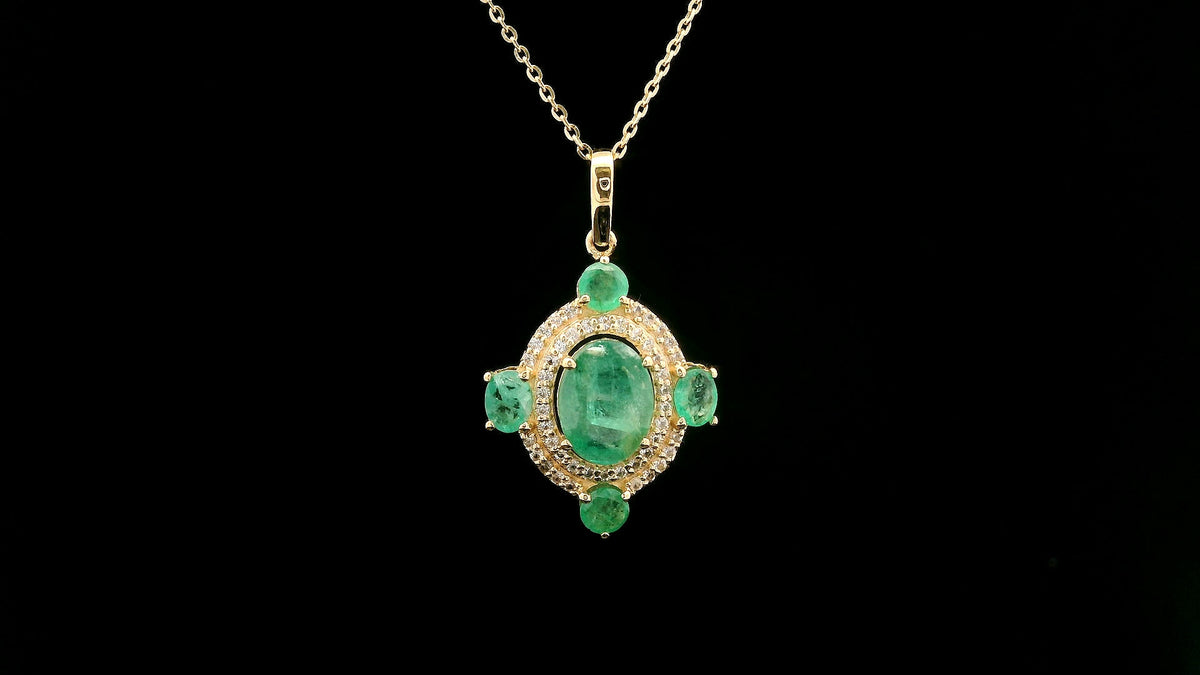 1.64 Ct Oval Emerald 14K Gold Pendant