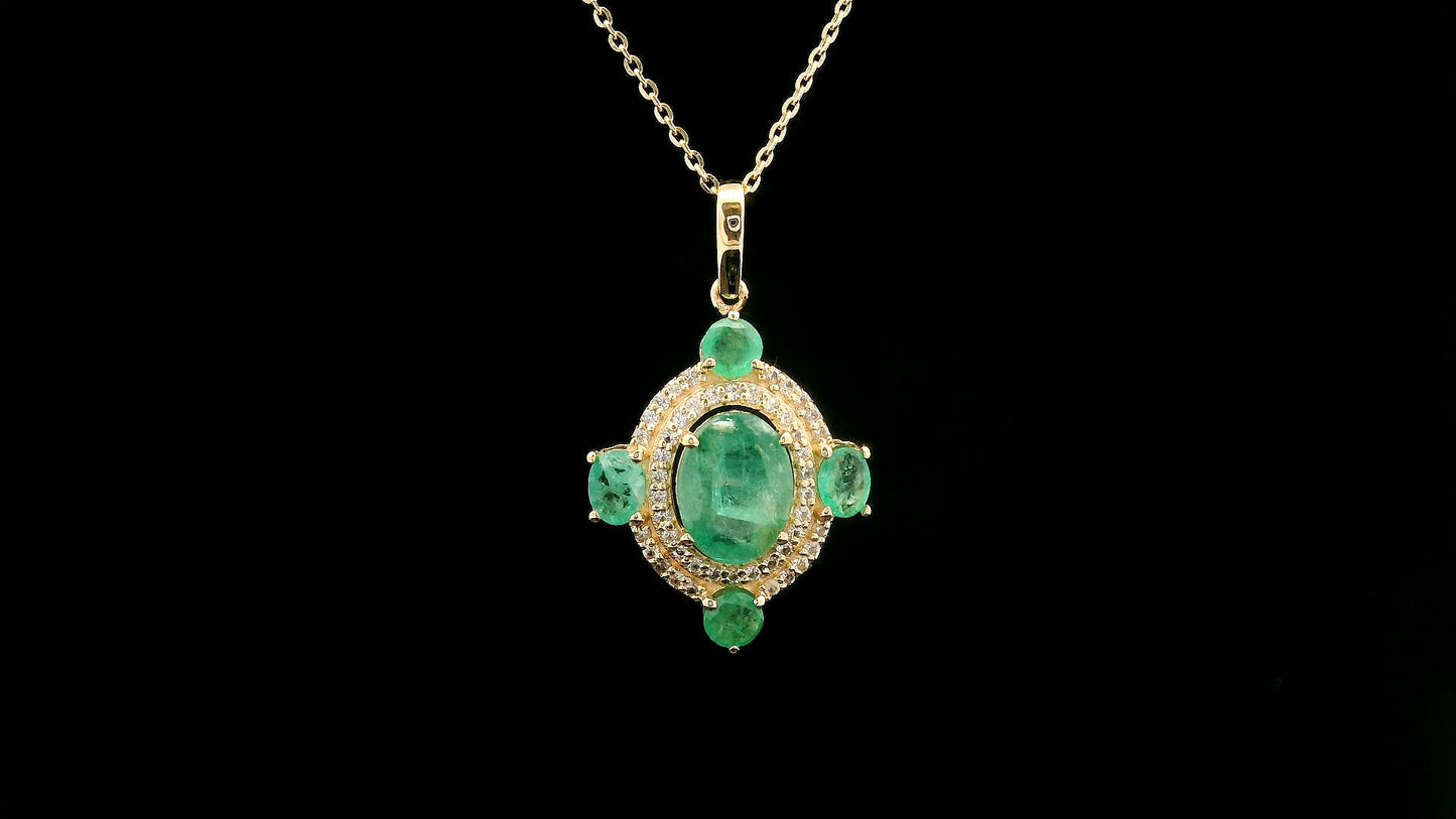 1.64 Ct Oval Emerald 14K Gold Pendant