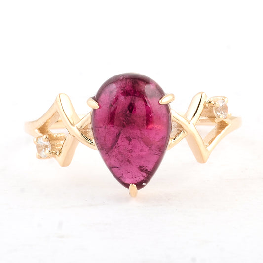 3.14 Ct Pear Tourmaline 14K Gold Ring