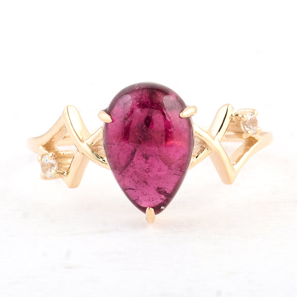 3.14 Ct Pear Tourmaline 14K Gold Ring