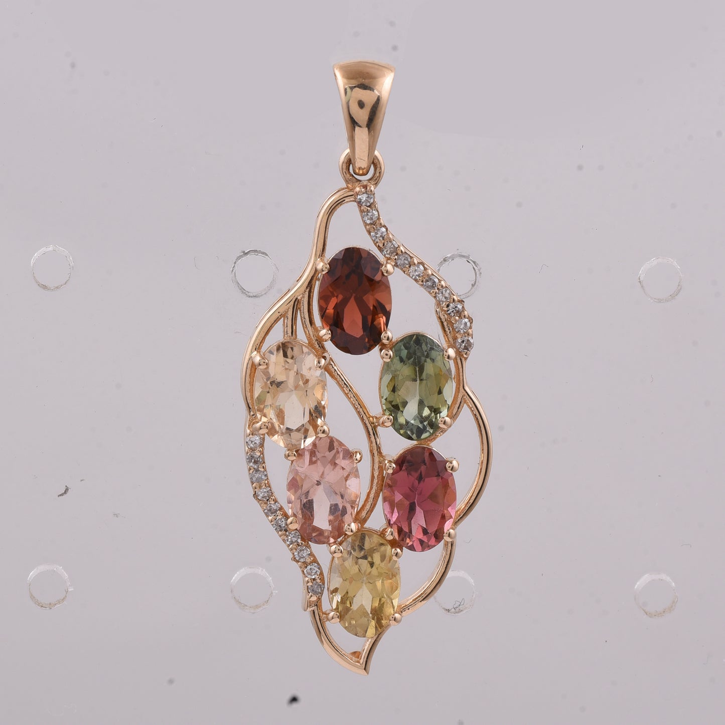 3.11 Ct Oval Natural Multi-Coloured Tourmaline 14K Gold Pendant
