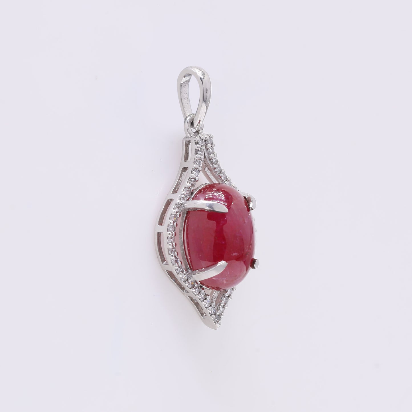 5.05 Ct Oval Cabochon Cut Natural Ruby 950 Platinum Pendant