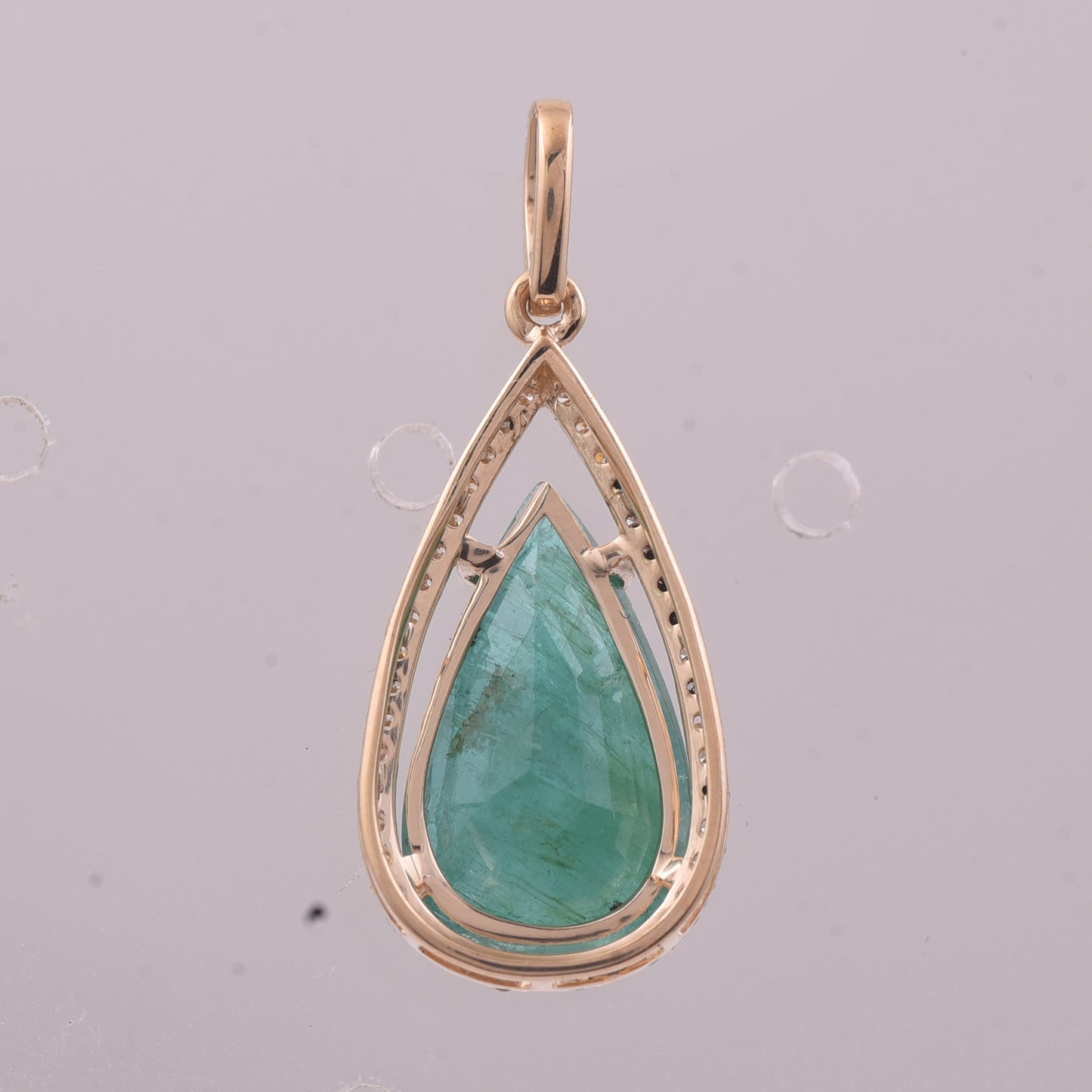 3.44 Ct Pear Mixed Cut Natural Emerald 14K Gold Pendant
