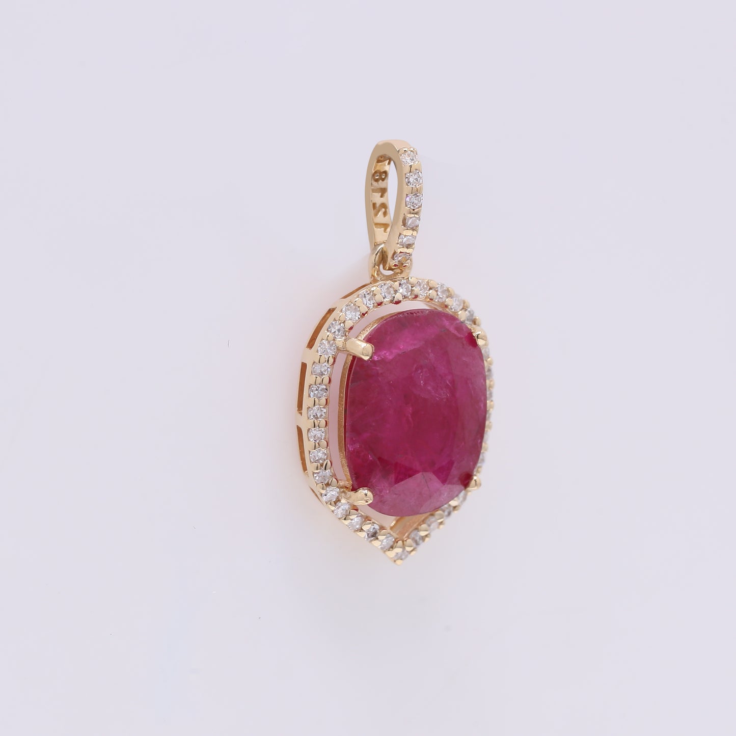 2.68 Ct Cushion Mixed Cut Natural Ruby 14K Gold Pendant