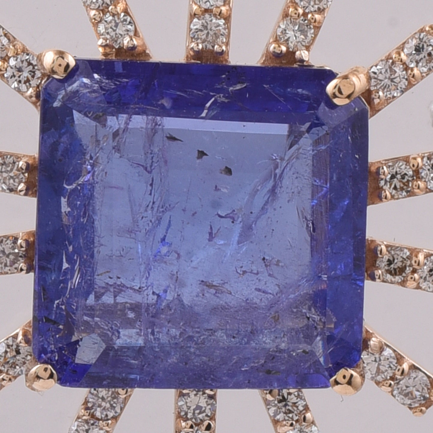 3.99 Ct Octagon Step Cut Natural Tanzanite 14K Gold Pendant