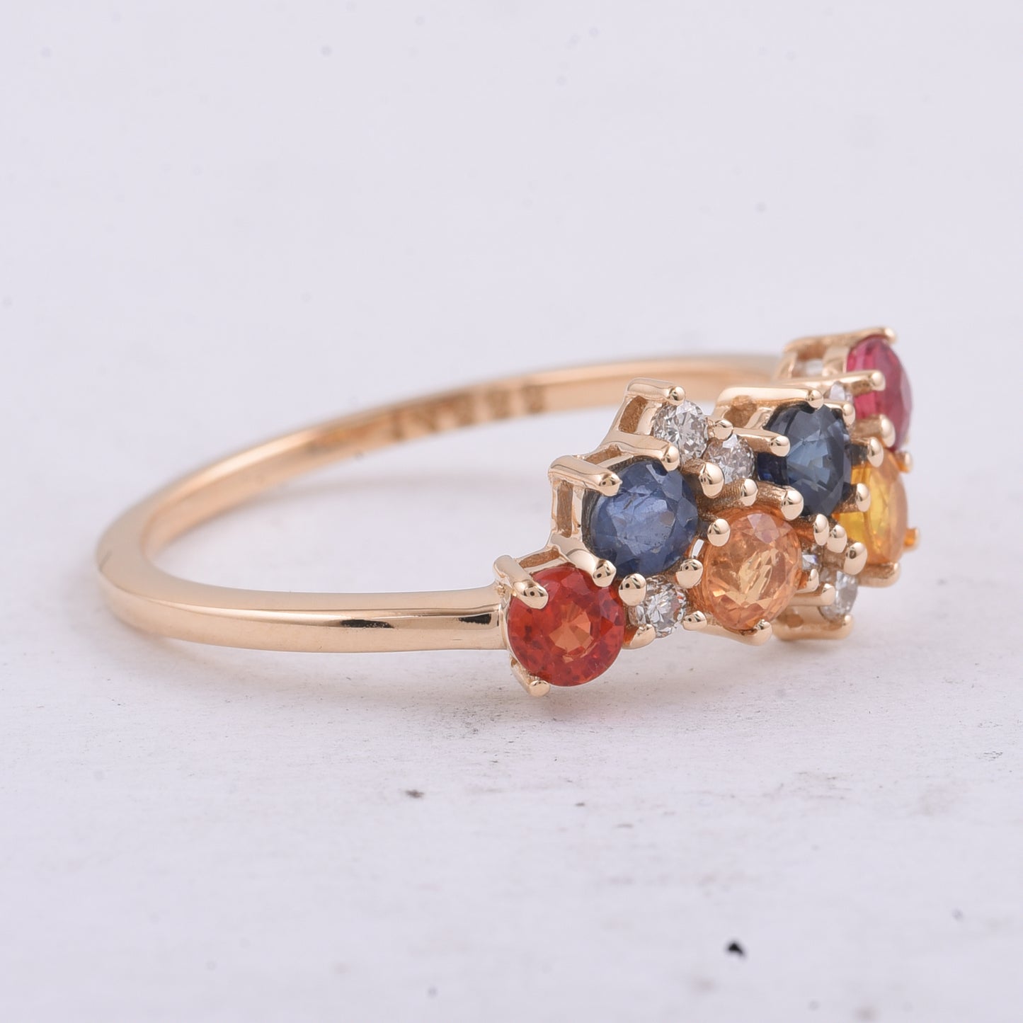 1.29 Ct Round Natural Multi-Coloured Sapphire 14K Gold Ring