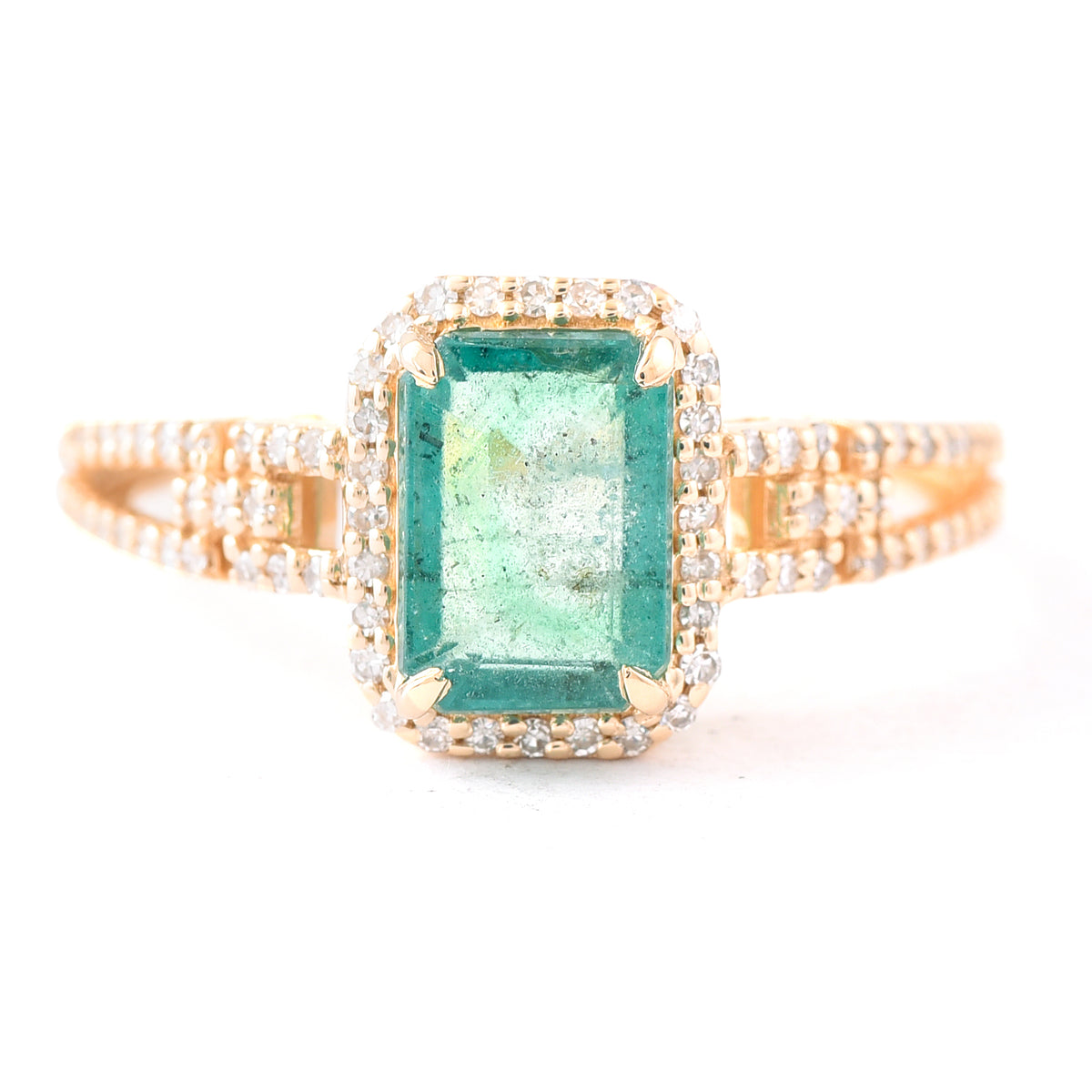 1.82 Ct Octagon Step Cut Natural Emerald 14K Gold Ring