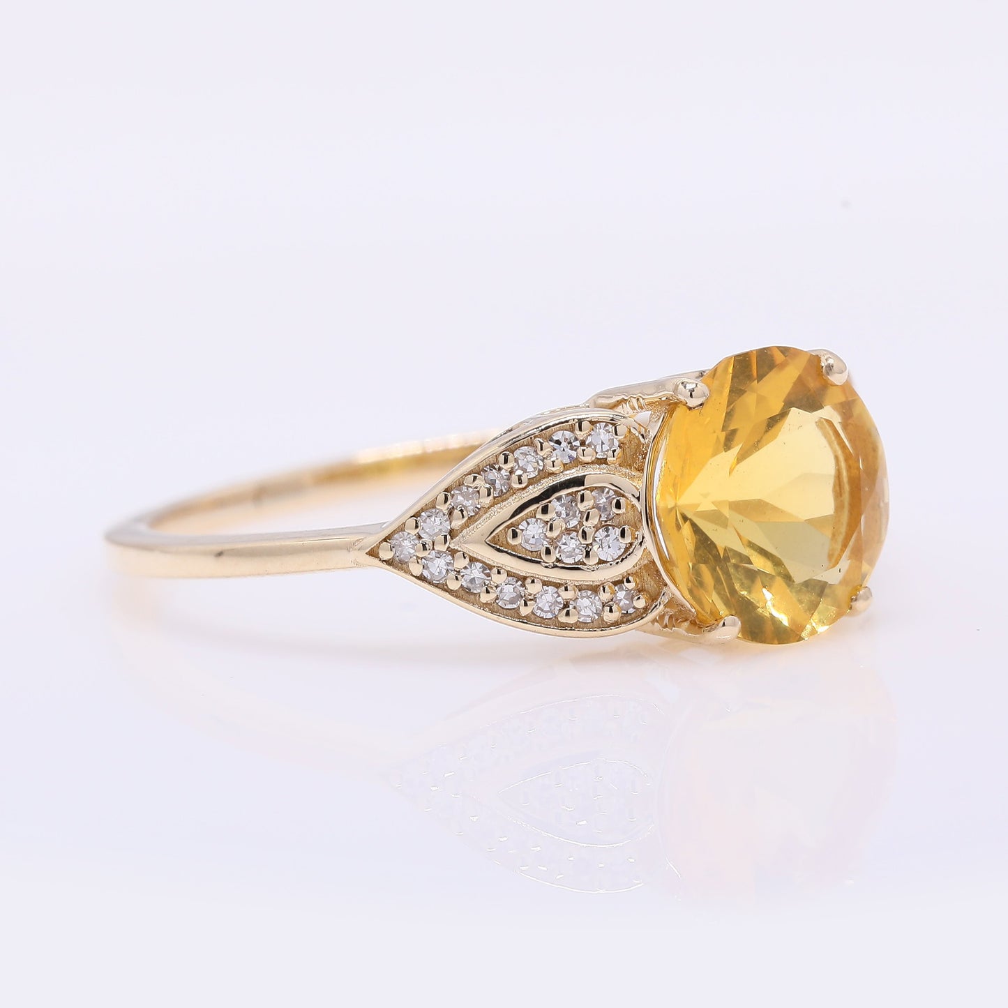 1.25 Ct Round Mixed Cut Natural Fire Opal 14K Gold Ring