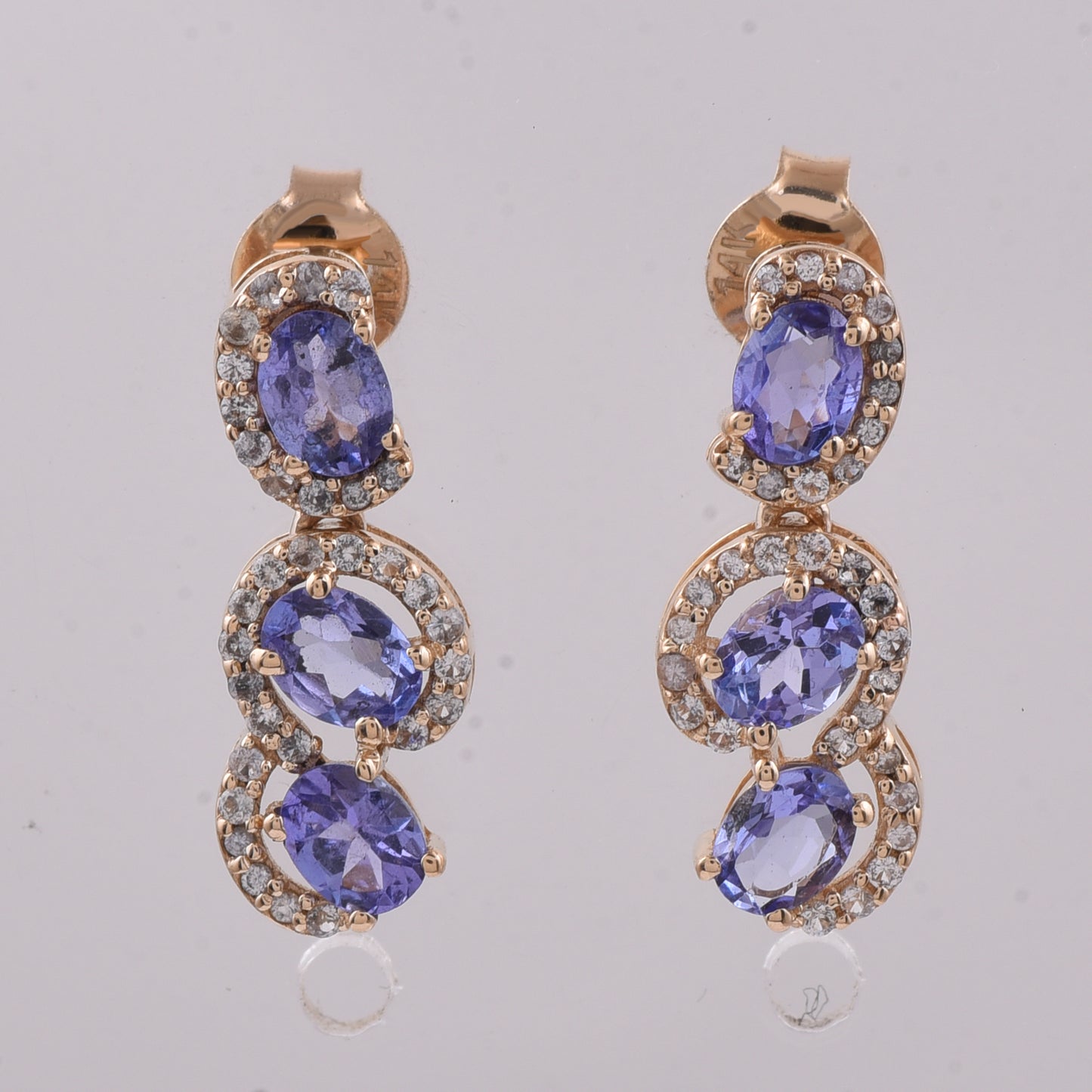 1.21 Ct Oval Natural Tanzanite 14K Gold Earrings