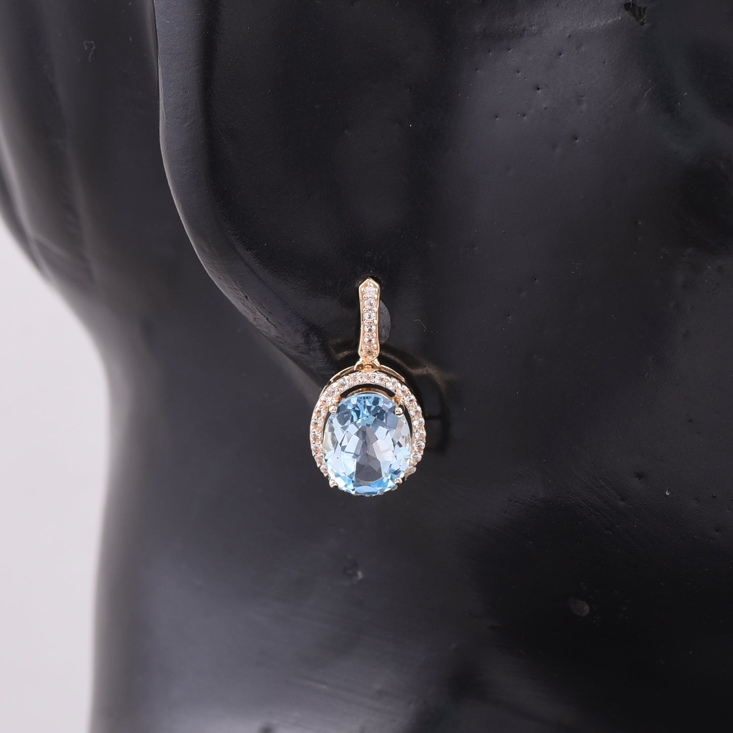 4.75 Ct Oval Blue Topaz 9K Gold Earrings