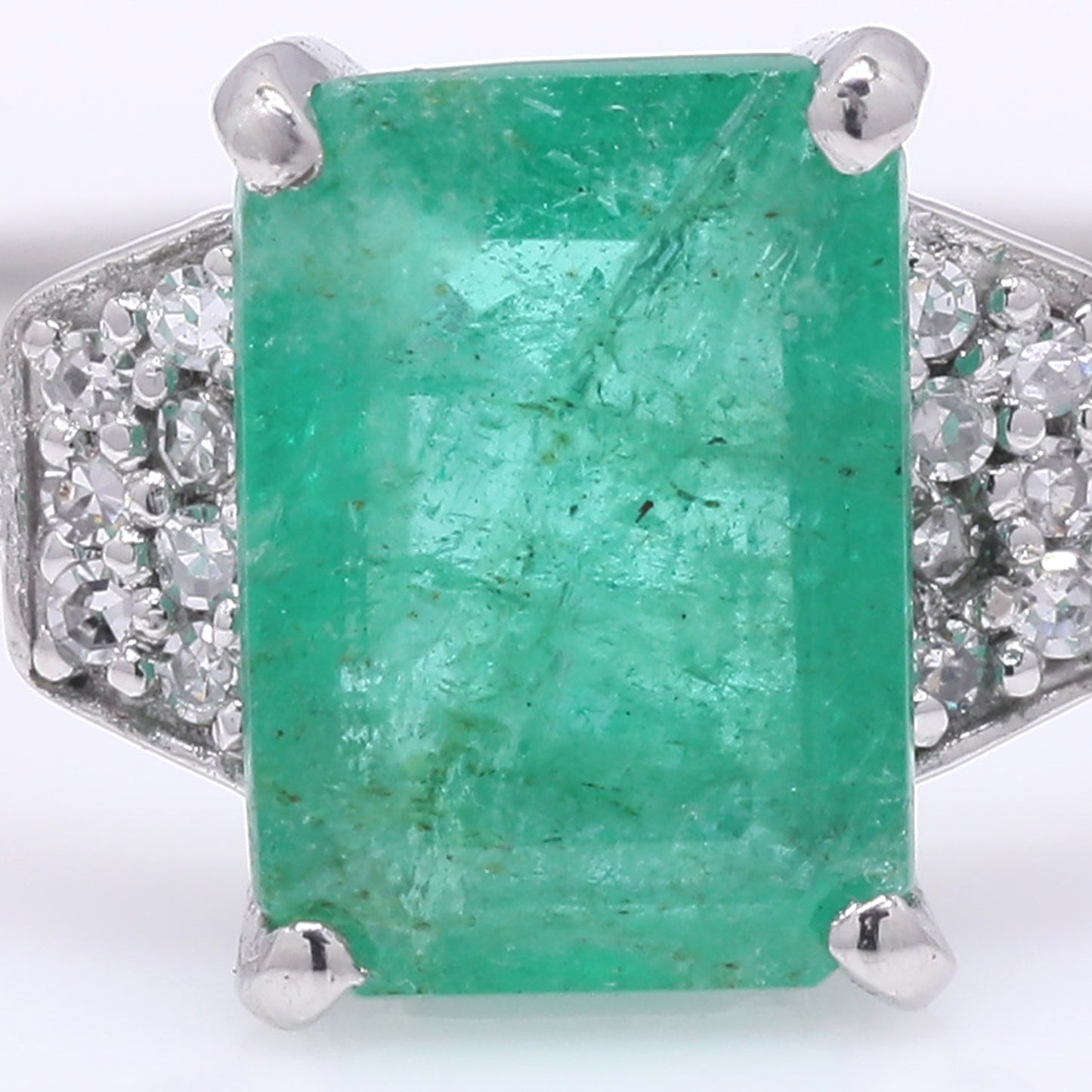 1.40 Ct Octagon Step Cut Natural Emerald 950 Platinum Ring