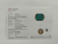 14.07 Ct Square Emerald Cut Natural Beryl Emerald 18K Gold Ring