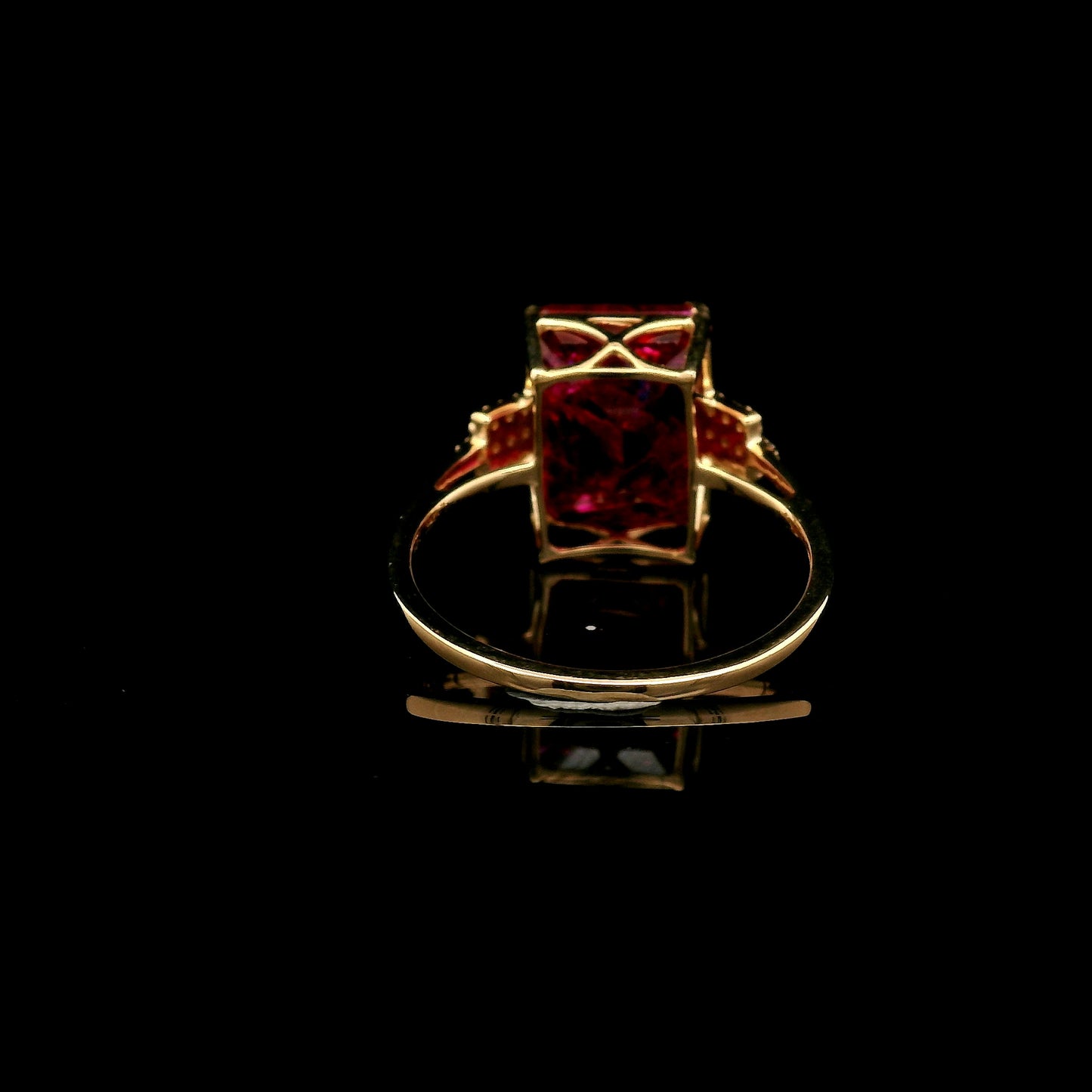 7.55 Ct Emerald Cut Lab Grown Ruby 14K Gold Ring