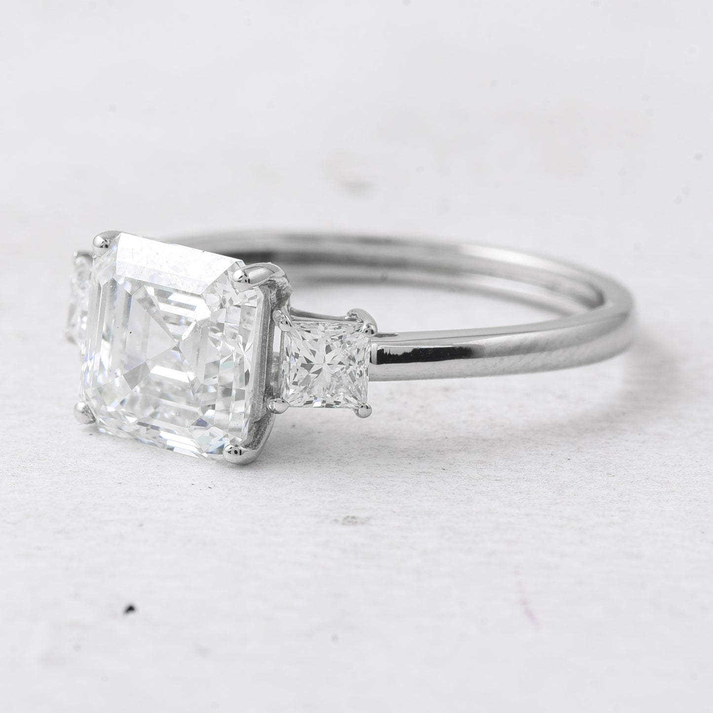 2.80 Ct Asscher Lab Grown Diamond 950 Platinum Ring