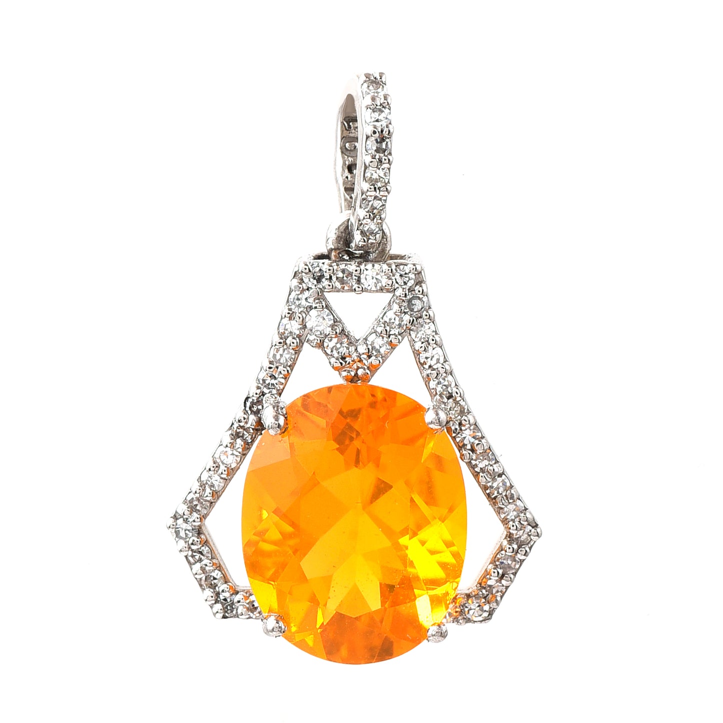 1.83 Ct Oval Fire Opal 950 Platinum Pendant