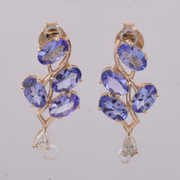 1.86 Ct Oval Natural Tanzanite 14K Gold Earrings