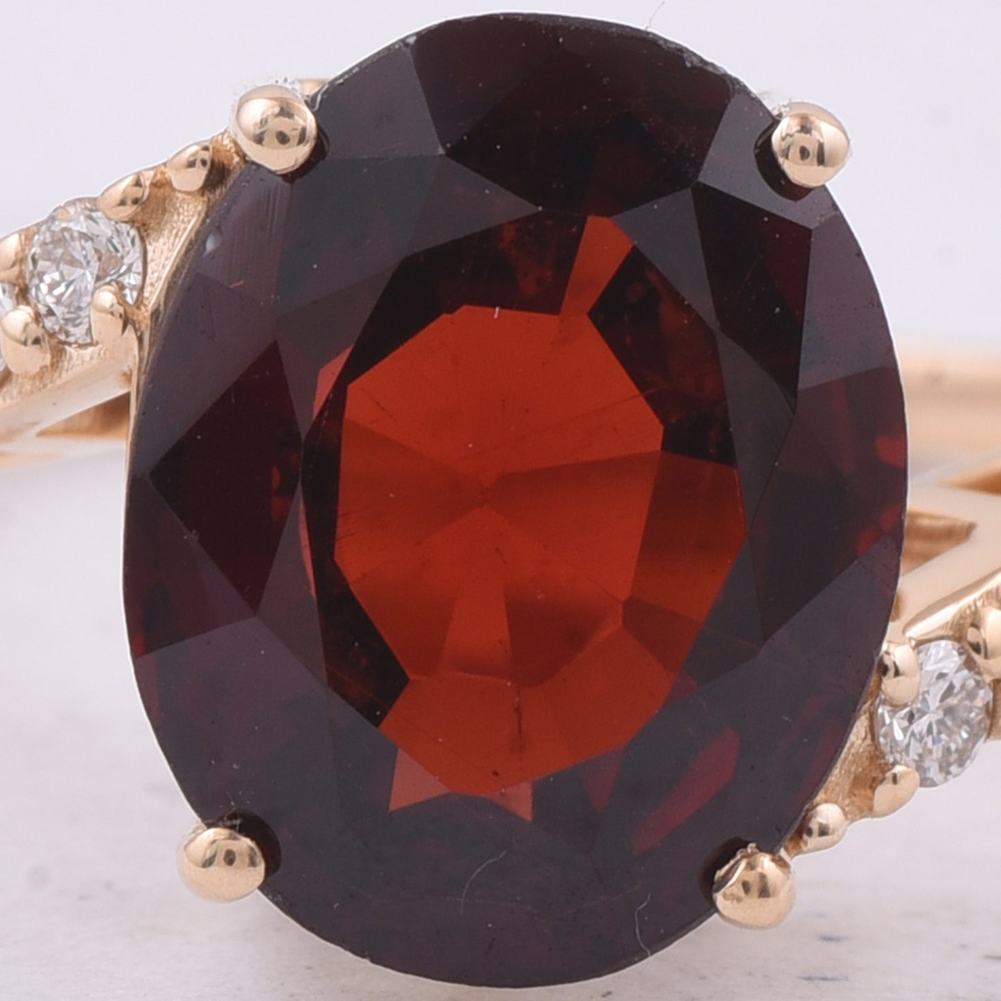4.23 Ct Oval Natural Garnet 14K Gold Ring