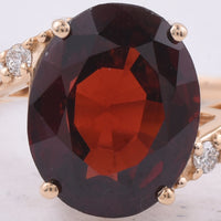 4.23 Ct Oval Natural Garnet 14K Gold Ring