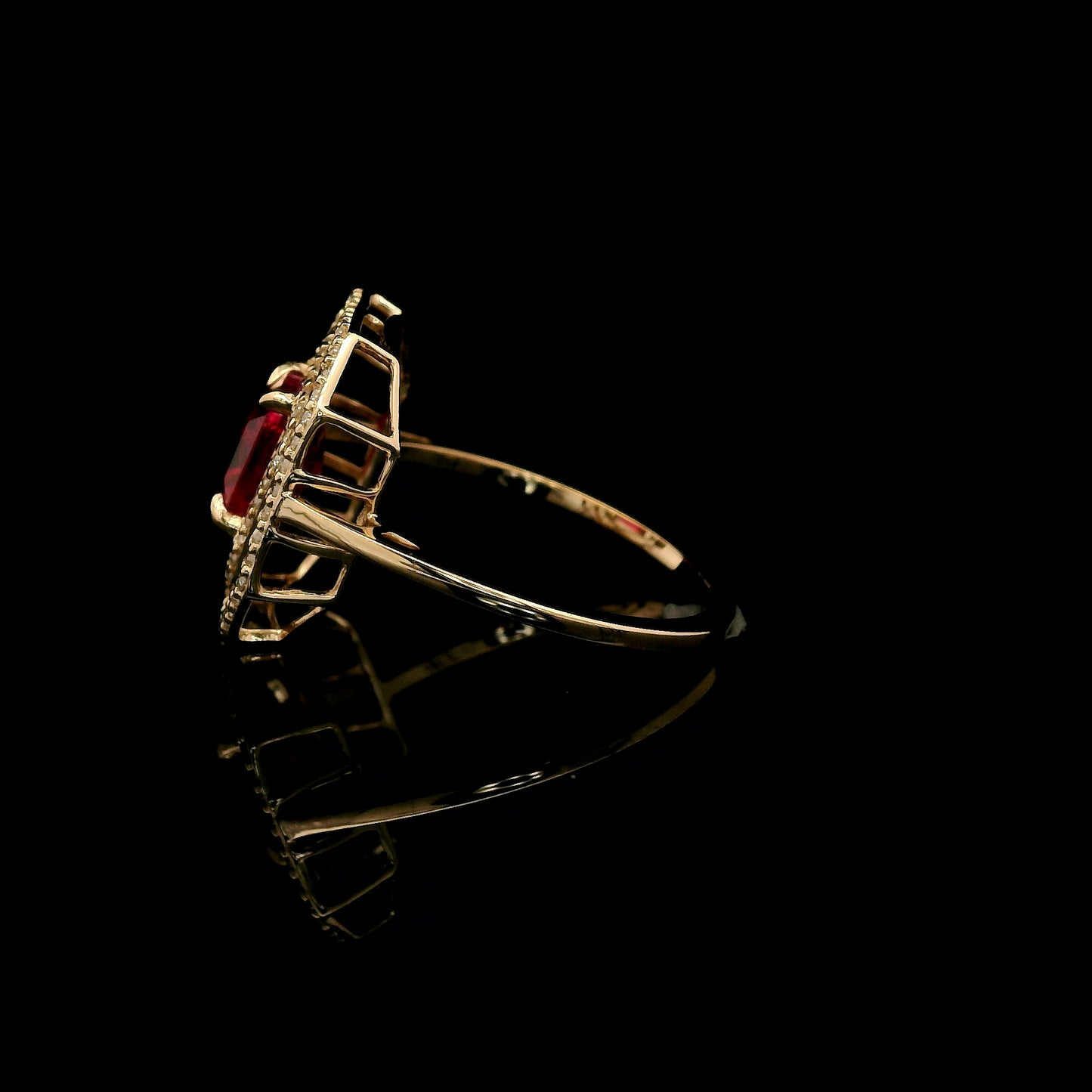 1.84 Ct Square Emerald Cut Lab Grown Ruby 14K Gold Ring