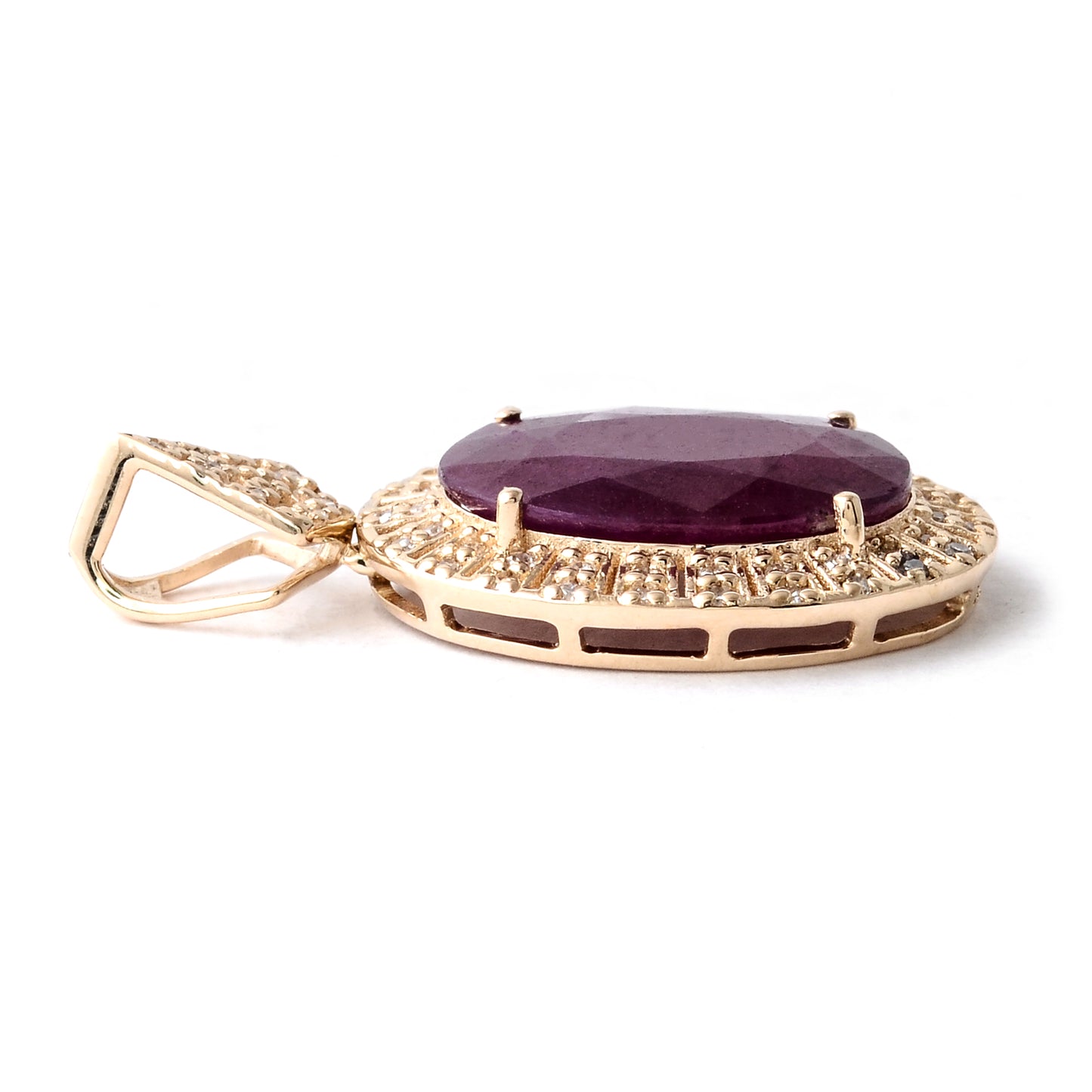 3.75 Ct Oval Mixed Cut Natural Corundum Ruby 14K Gold Pendant