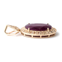 3.75 Ct Oval Mixed Cut Natural Corundum Ruby 14K Gold Pendant