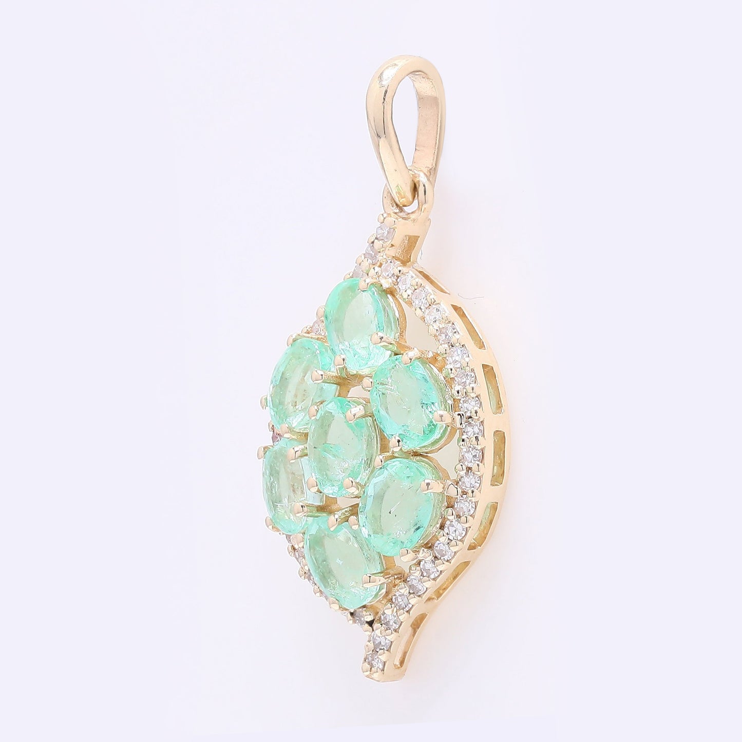 1.36 Ct Oval Mixed Cut Natural Emerald 14K Gold Pendant