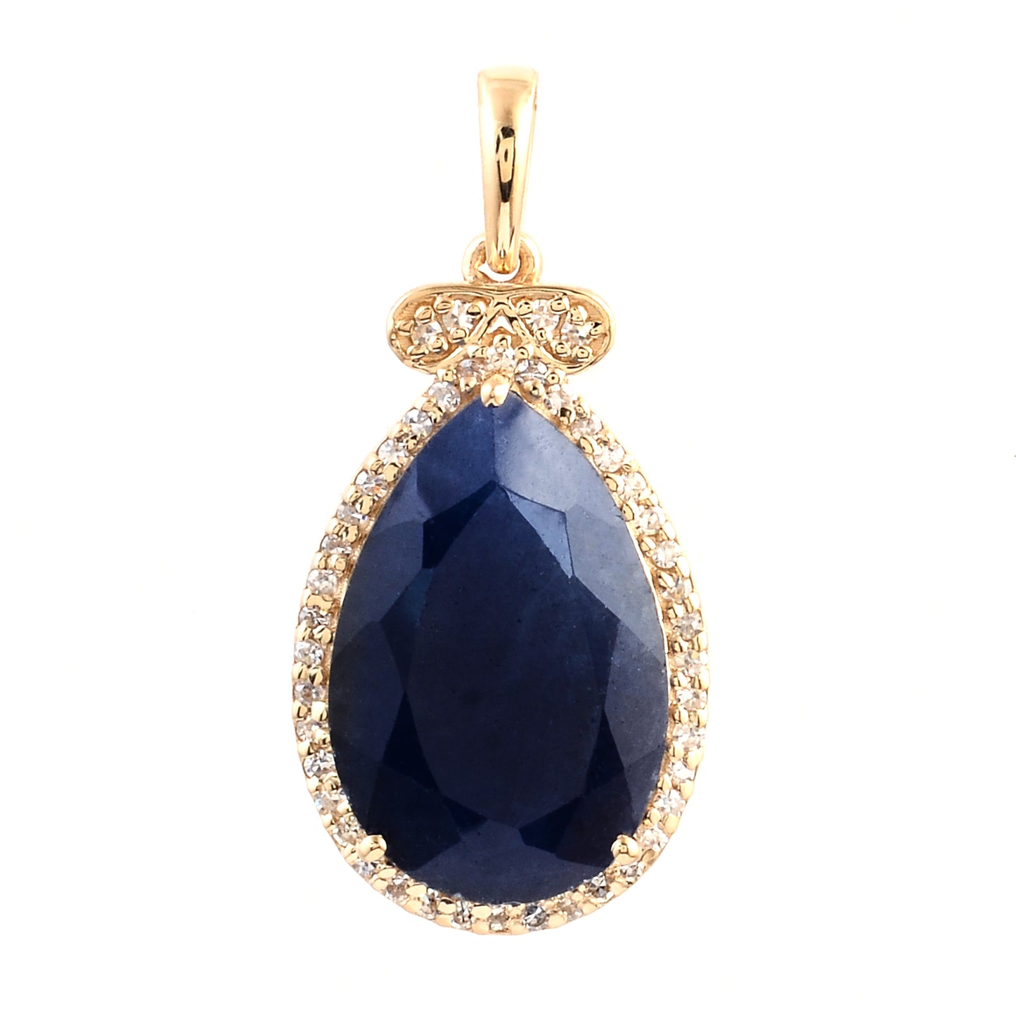 6.70 Ct Pear Mixed Cut Natural Corundum Sapphire 14K Gold Pendant