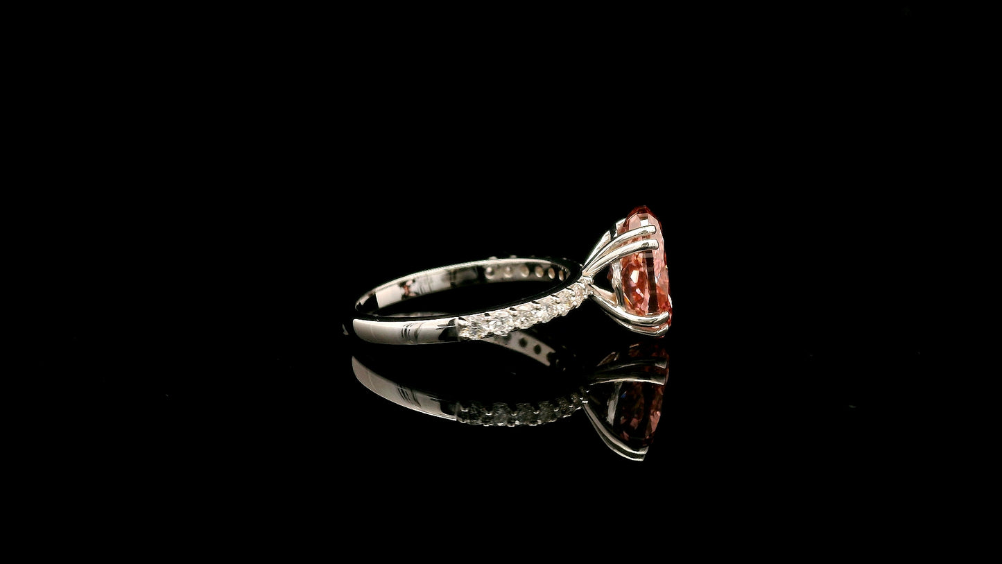 3.35 Carats Pink Lab Grown Diamond 14K Gold Ring