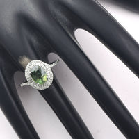 2.59 Ct Oval Mixed Cut Natural Green Sapphire 950 Platinum Ring