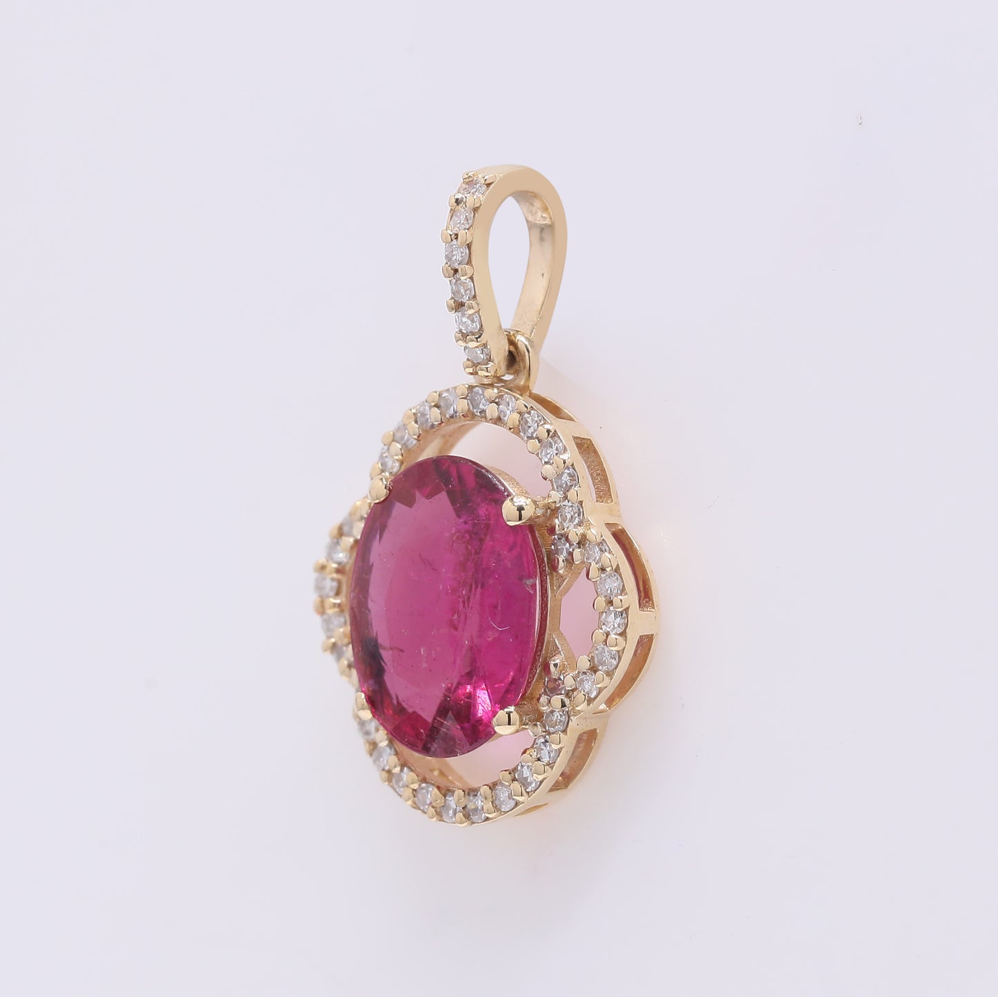 1.47 Ct Oval Mixed Cut Natural Tourmaline 14K Gold Pendant