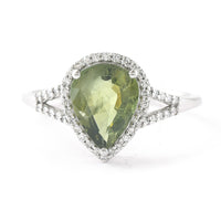 2.06 Ct Pear Mixed Cut Natural Green Sapphire 950 Platinum Ring