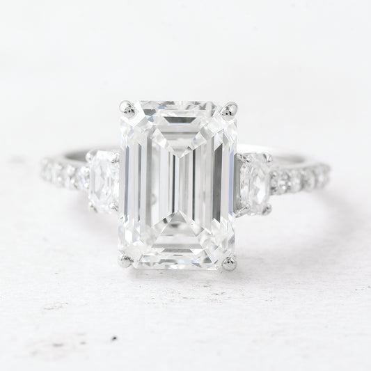 5.51 Ct Octagon Lab Grown Diamond 950 Platinum Ring