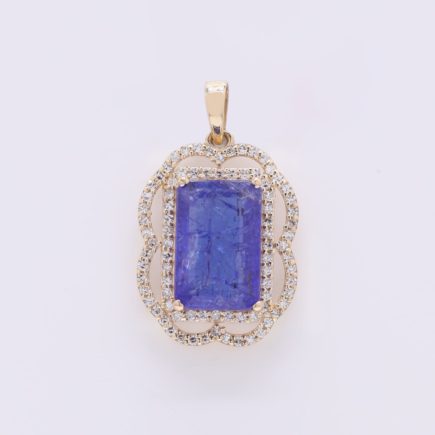 3.94 Ct Octagon Step Cut Natural Tanzanite 14K Gold Pendant