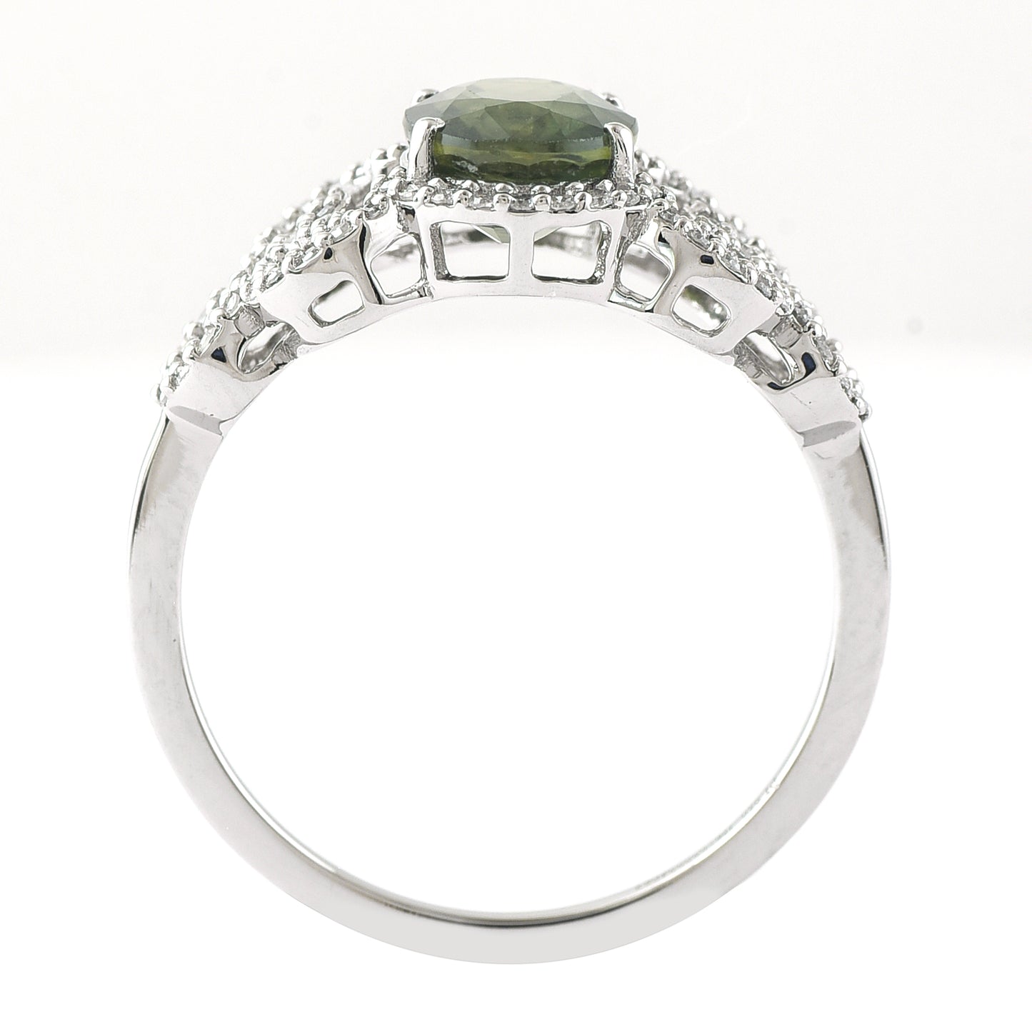 2.15 Ct Oval Mixed Cut Natural Green Sapphire 950 Platinum Ring