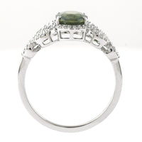 2.15 Ct Oval Mixed Cut Natural Green Sapphire 950 Platinum Ring