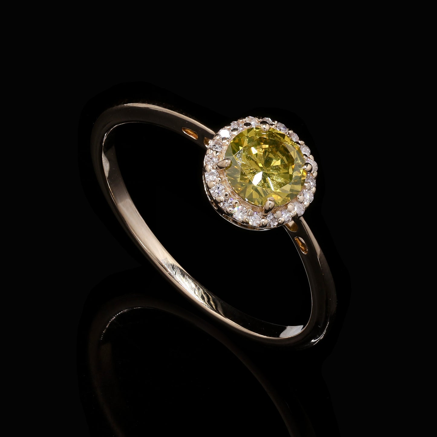 0.56 Ct Round Yellow Diamond 14K Gold Ring