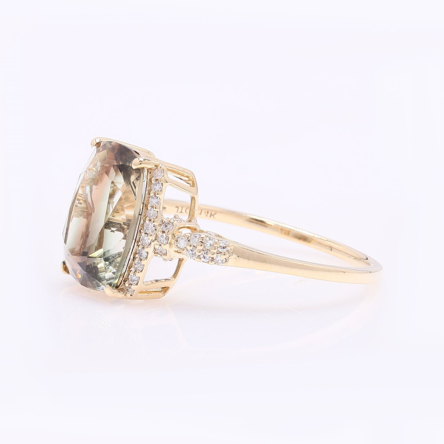 3.19 Ct Cushion Mixed Cut Natural Sunstone 14K Gold Ring