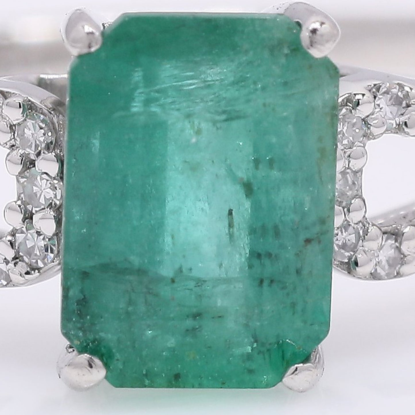 1.32 Ct Octagon Step Cut Natural Emerald 950 Platinum Ring