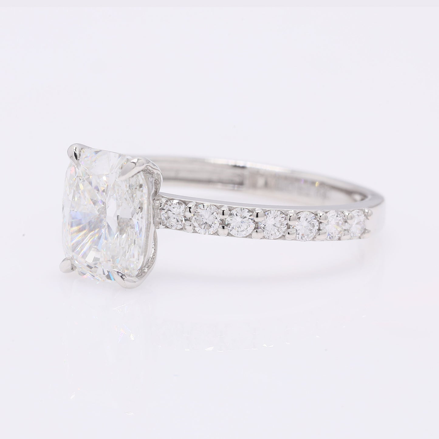 2.30 Ct Cushion Modified Brilliant Lab Grown Diamond 950 Platinum Ring