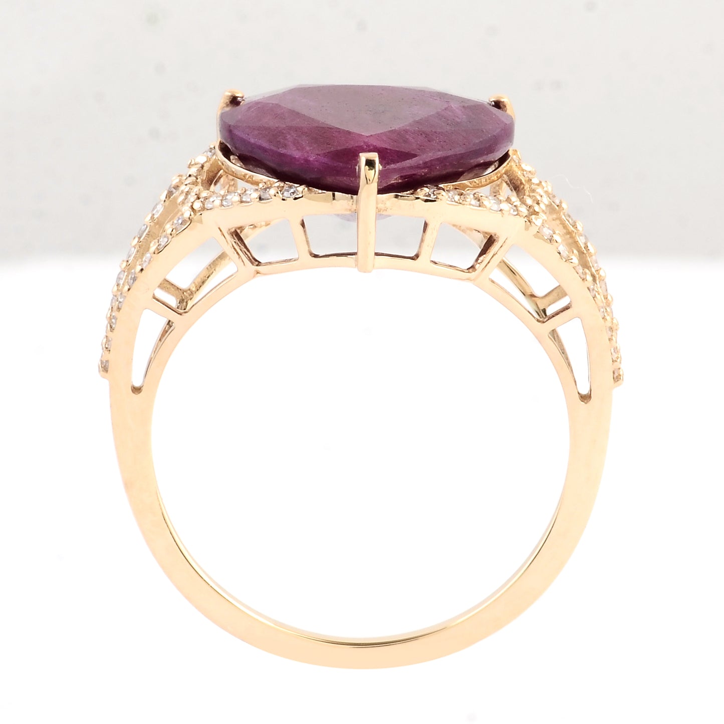 6.81 Ct Pear Mixed Cut Natural Corundum Ruby 14K Gold Ring