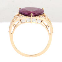 6.81 Ct Pear Mixed Cut Natural Corundum Ruby 14K Gold Ring