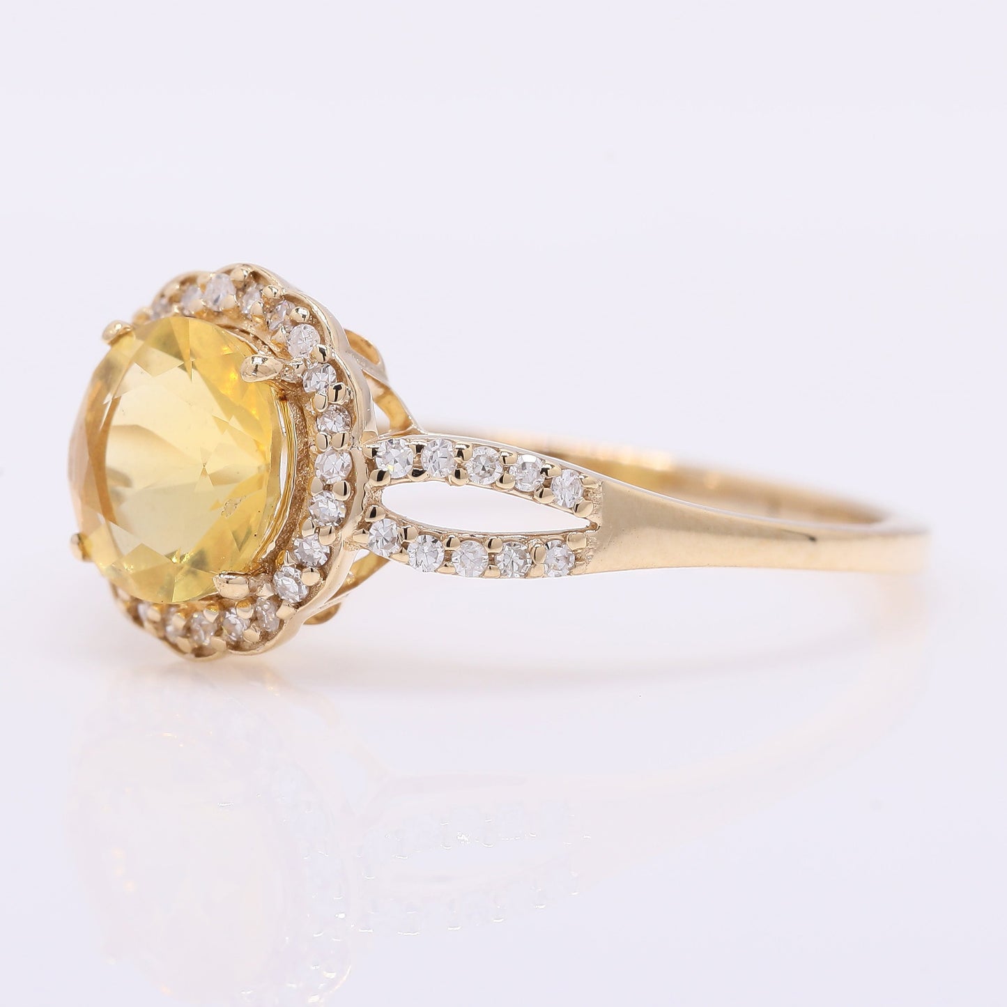 1.00 Ct Round Mixed Cut Natural Fire Opal 14K Gold Ring