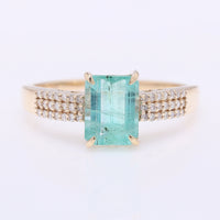 1.41 Ct Octagon Step Cut Natural Emerald 14K Gold Ring