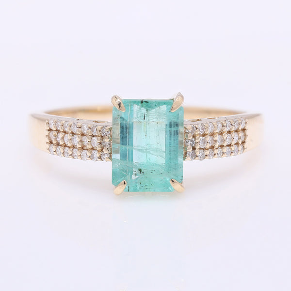 1.41 Ct Octagon Step Cut Natural Emerald 14K Gold Ring