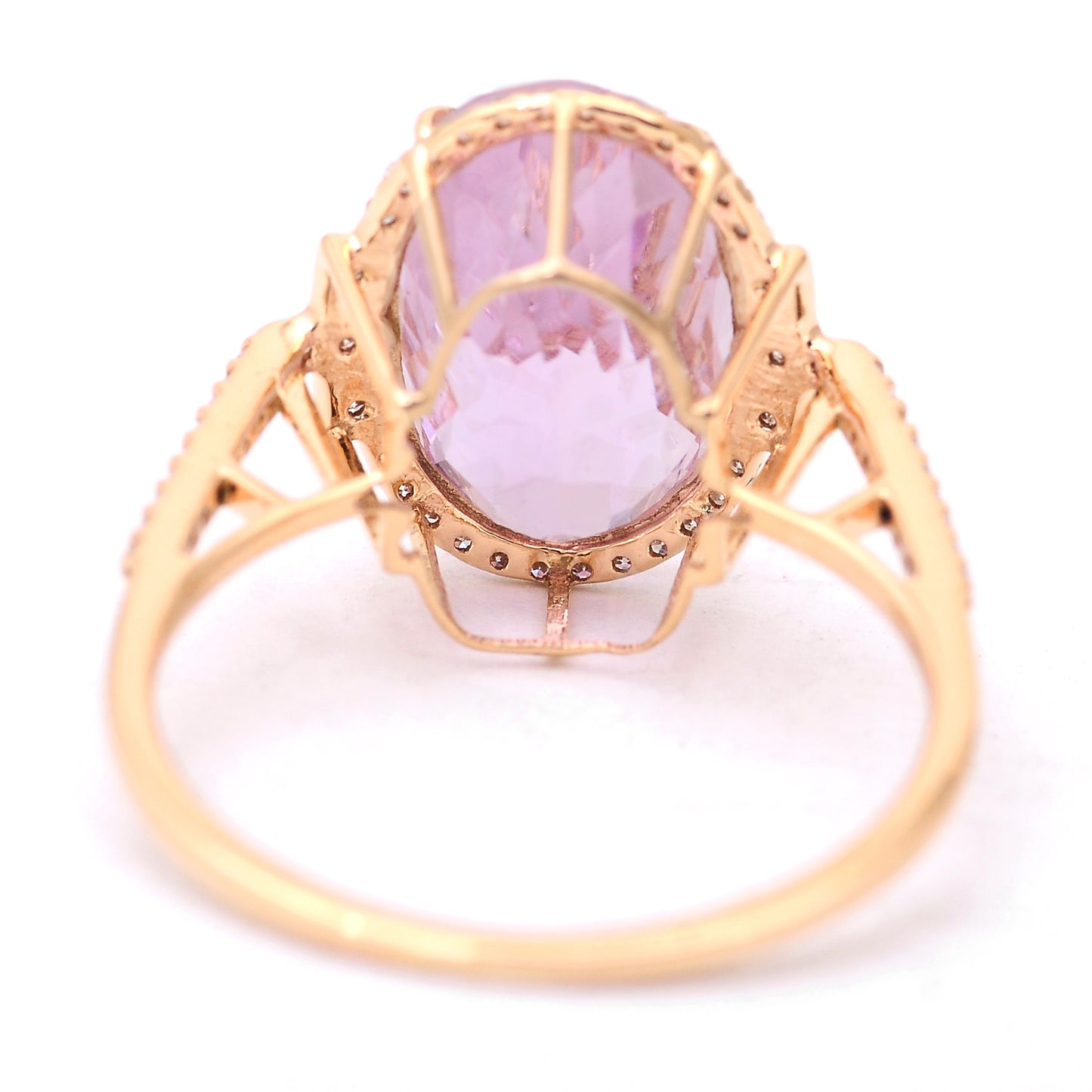 6.48 Ct Oval Mixed Cut Natural Kunzite 14K Gold Ring