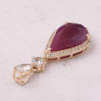 3.45 Ct Pear Ruby 9K Gold Pendant