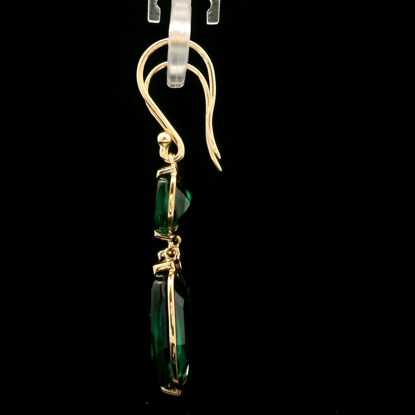 13.23 Ct Cushion Mixed Cut Lab Grown Emerald 14K Gold Earrings