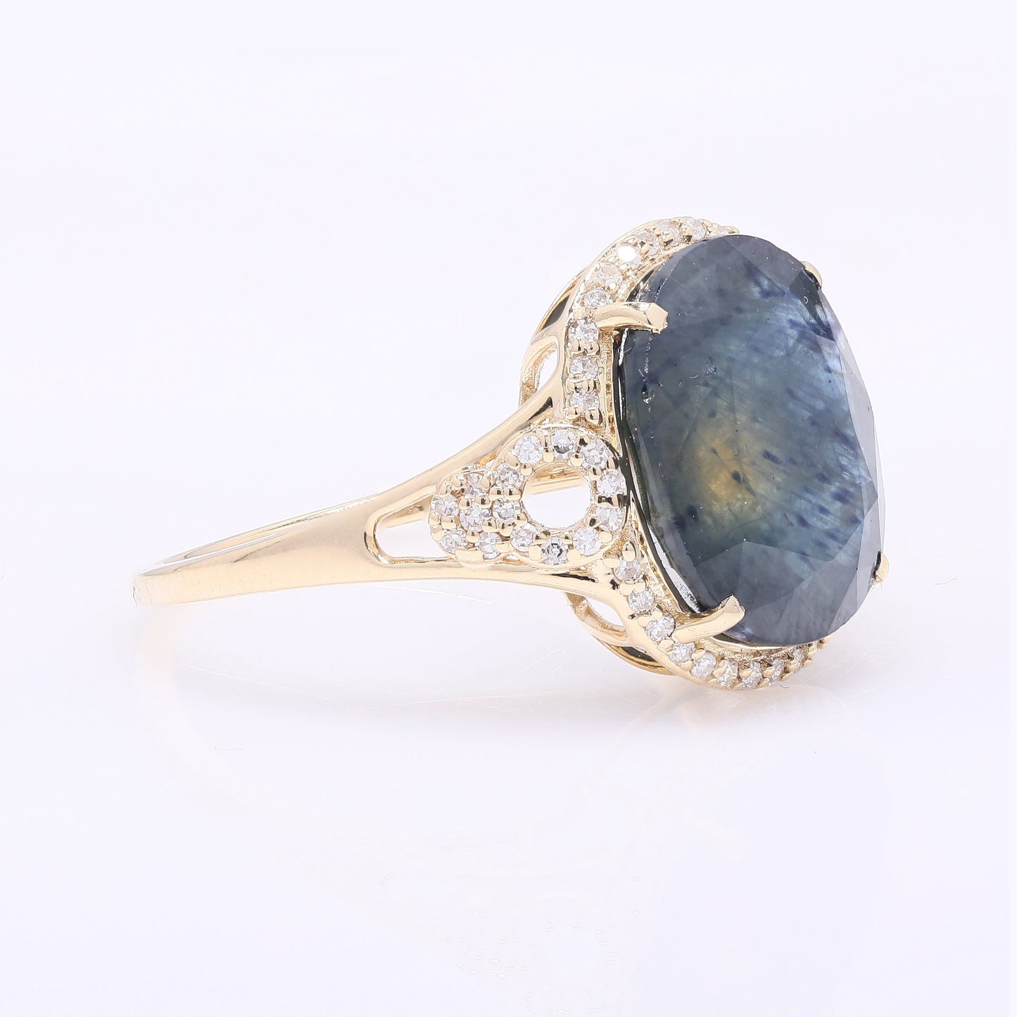 6.93 Ct Oval Mixed Cut Natural Corundum Sapphire 14K Gold Ring